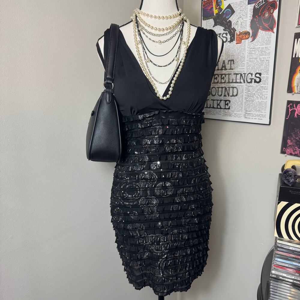 Grass Collection Black Ruffle Mini Dress